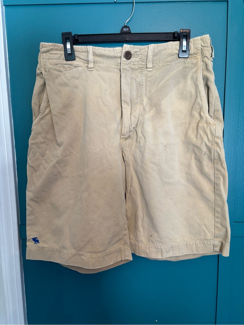 Abercrombie & Fitch Tan Flat-Front Cotton Shorts Size 30